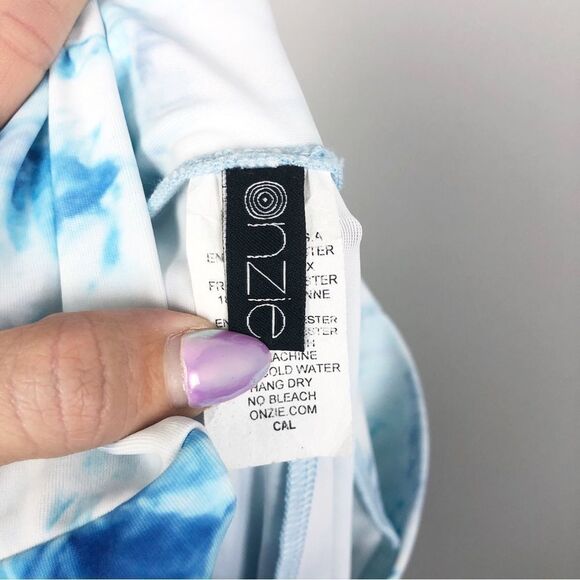 ONZIE | NEW Tie Dye Blue & White Print High Rise Leggings Women’s Size S/M - Picture 6 of 9